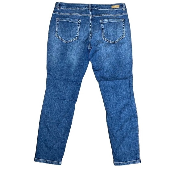 Marella Emme Blue Rhinestone Side Lined Denim Jeans - Picture 2 of 6